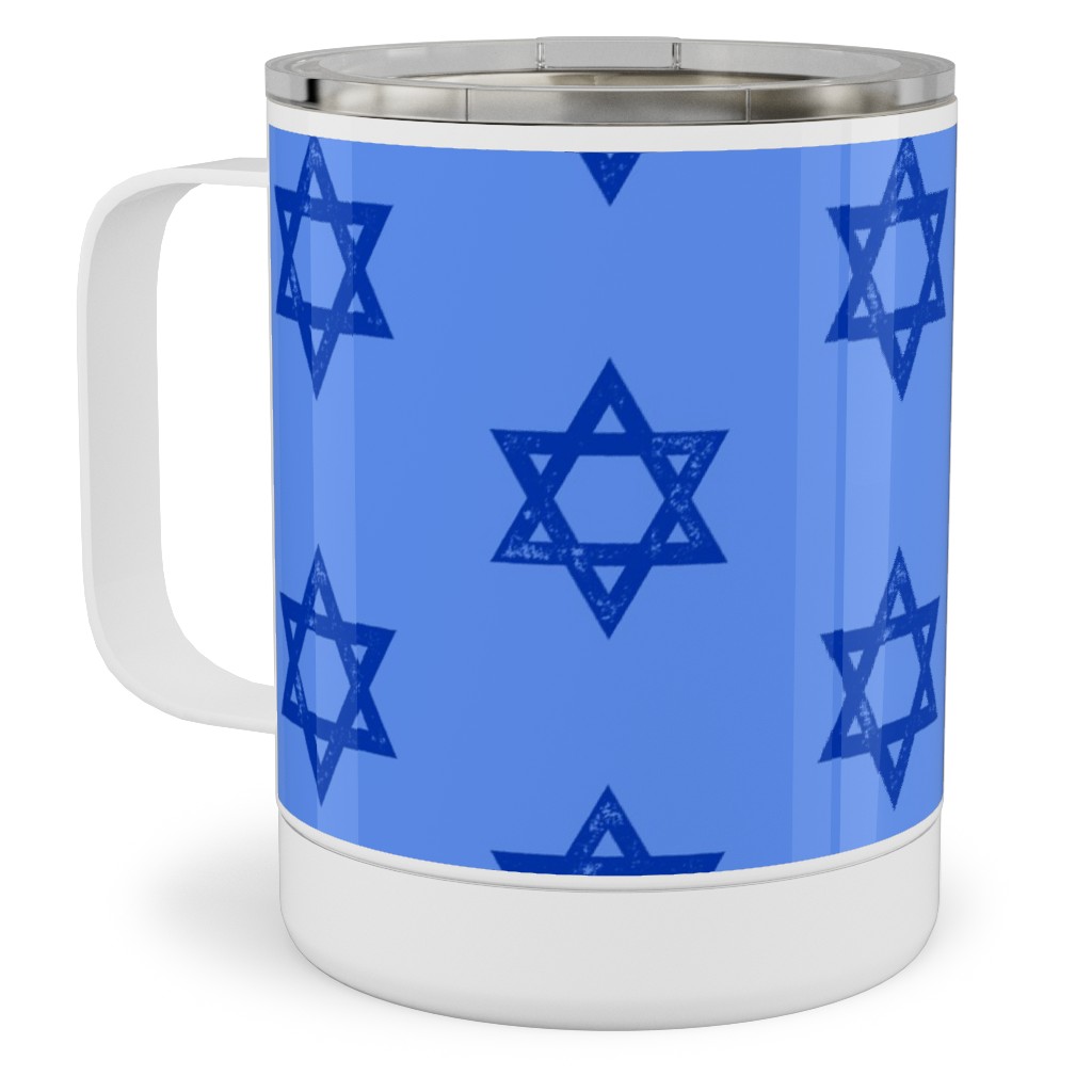 Star of David - Blue Stainless Steel Mug, 10oz, Blue