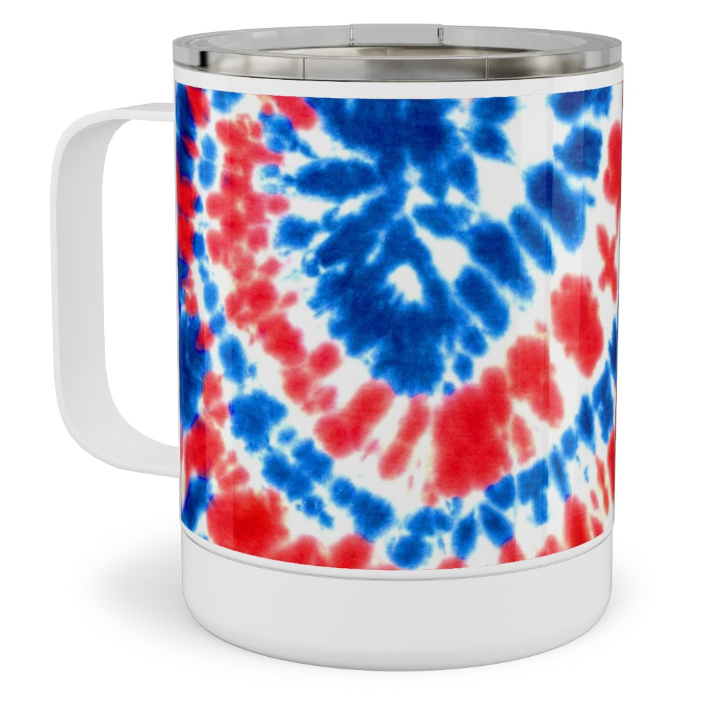 Tie Dye - Blue, Red and White Stainless Steel Mug, 10oz, Multicolor