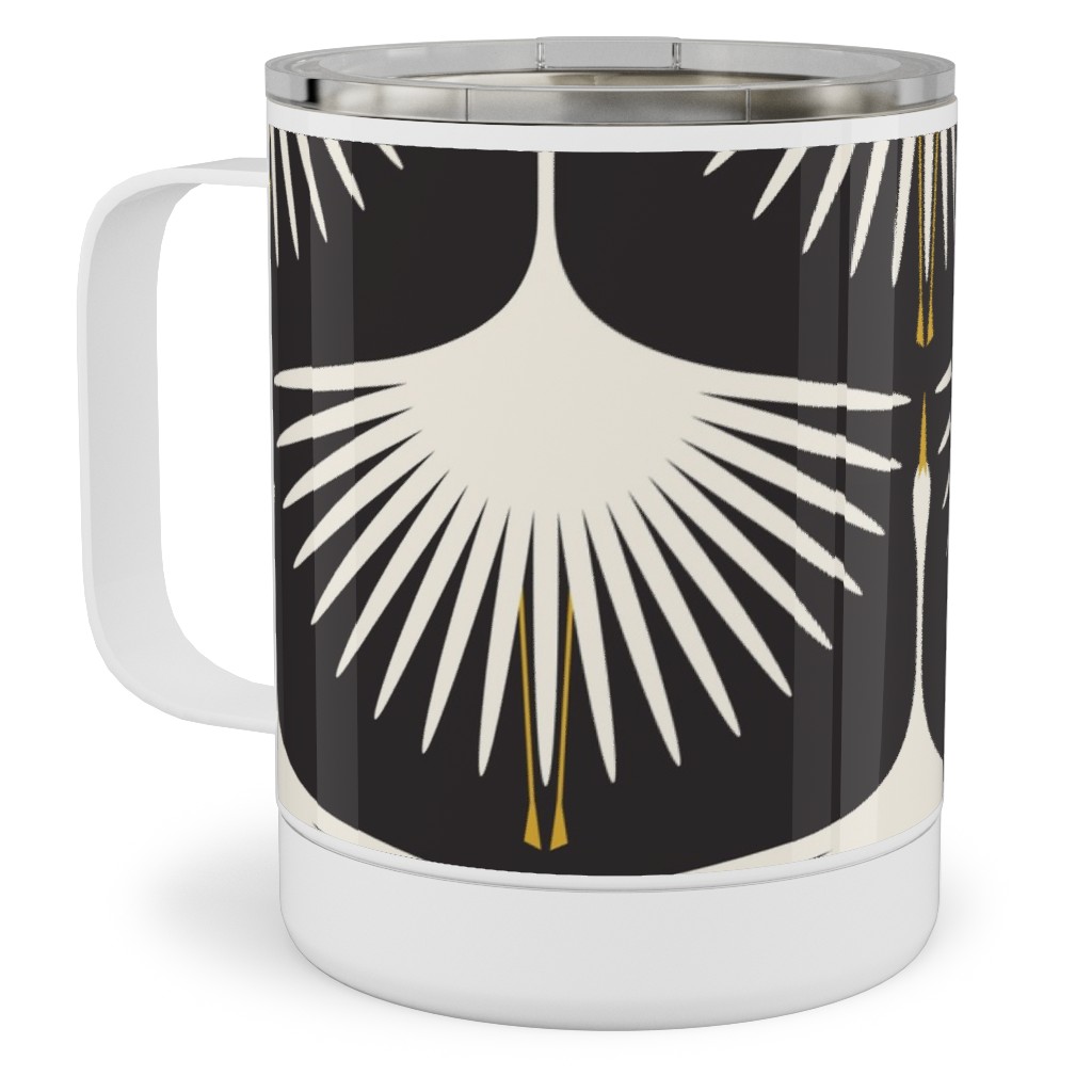 Art Deco Swans Stainless Steel Mug, 10oz, Black