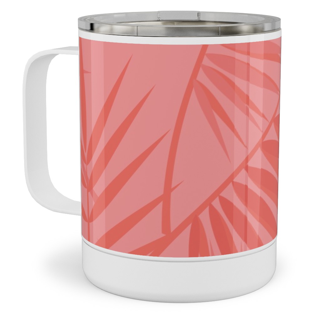 Tropical - Coral Stainless Steel Mug, 10oz, Pink, Bright Pink