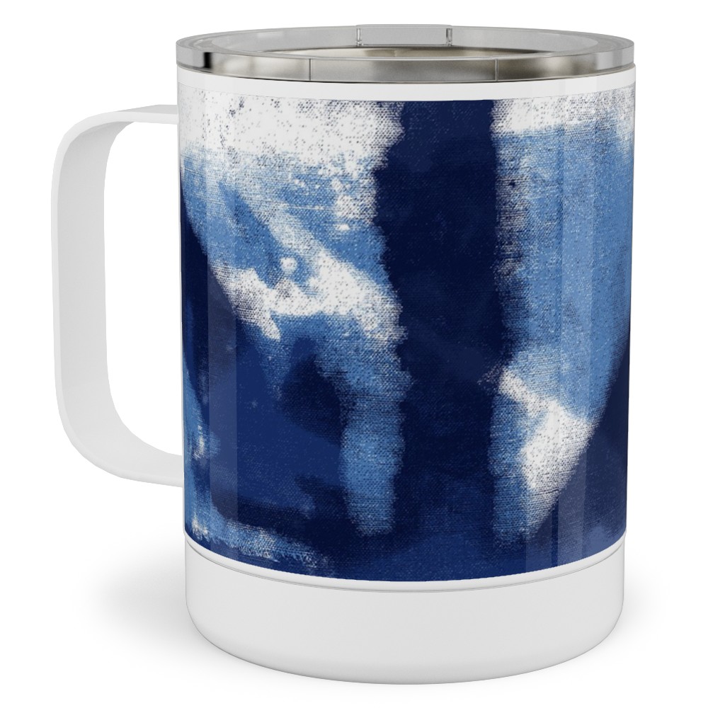Shibori - Indigo Stainless Steel Mug, 10oz, Blue
