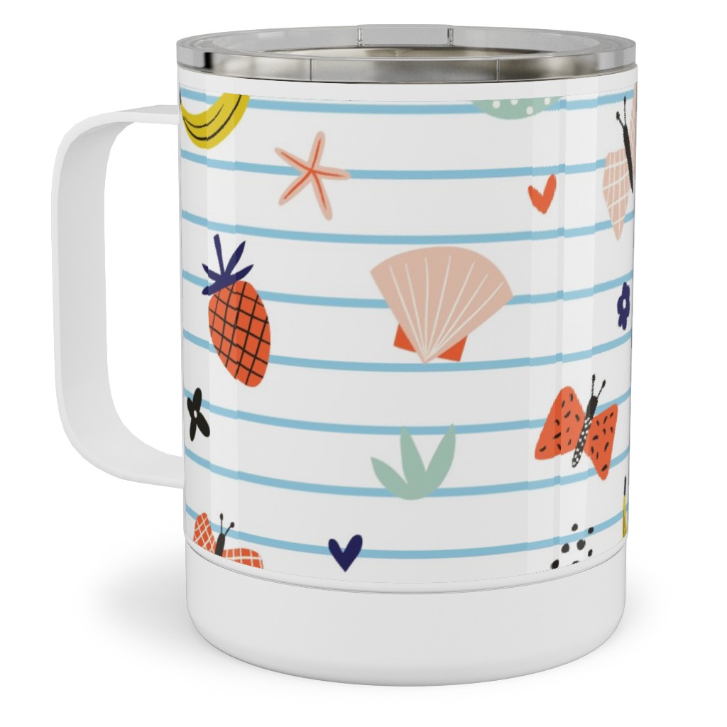 Summer Loving Stripe - Multi Stainless Steel Mug, 10oz, Multicolor