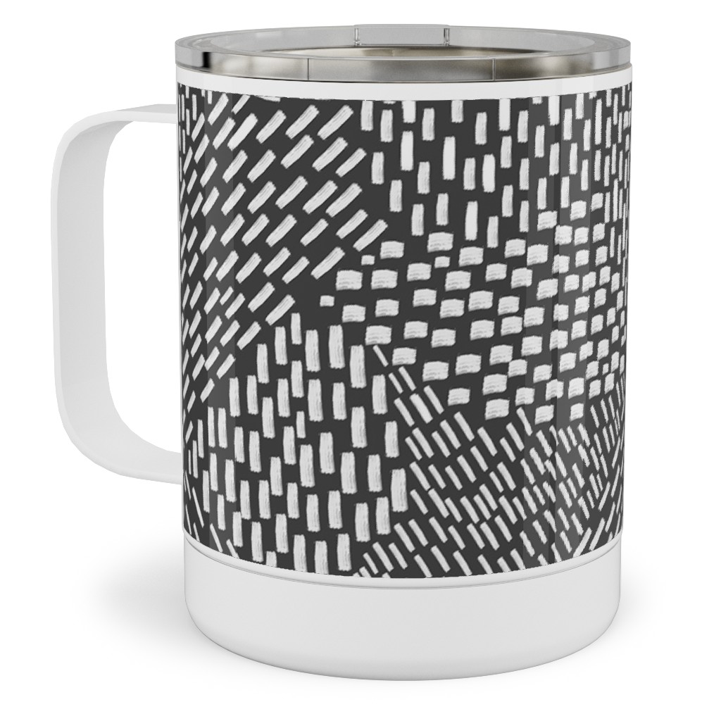 Abstract Brushstrokes Stainless Steel Mug, 10oz, Black