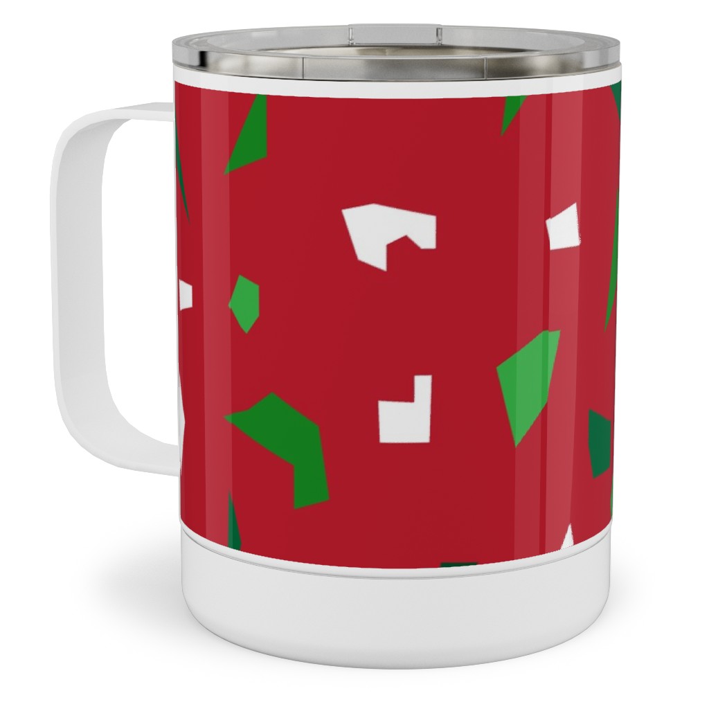 Christmas Terrazzo Stainless Steel Mug, 10oz, Red