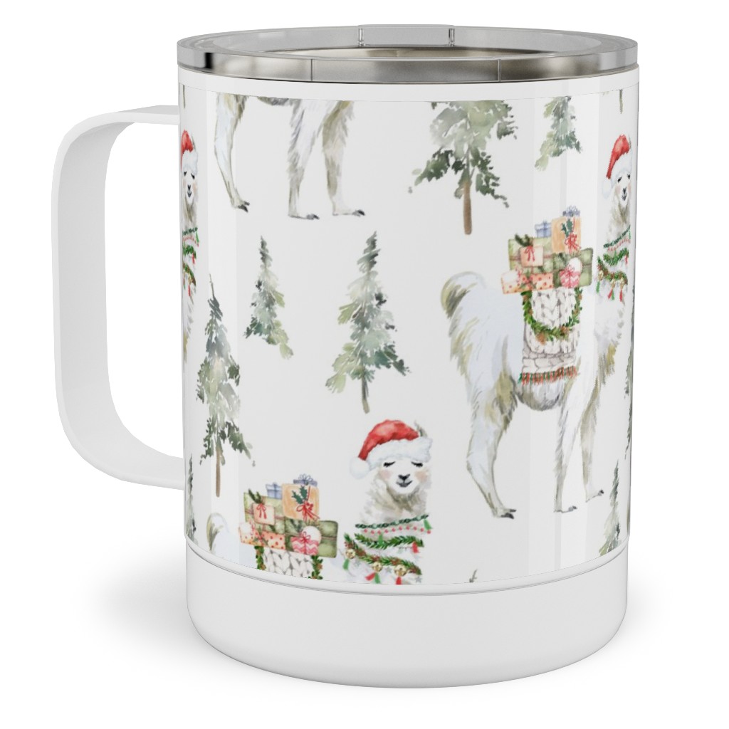 Winter Christmas Llama Stainless Steel Mug, 10oz, Multicolor