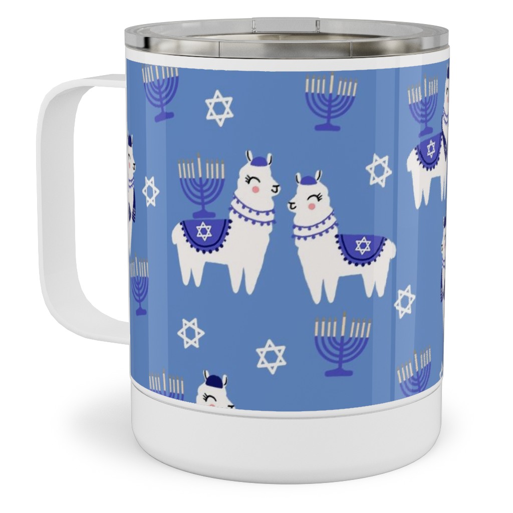 Llamakah - Blue Stainless Steel Mug, 10oz, Blue, True Blue