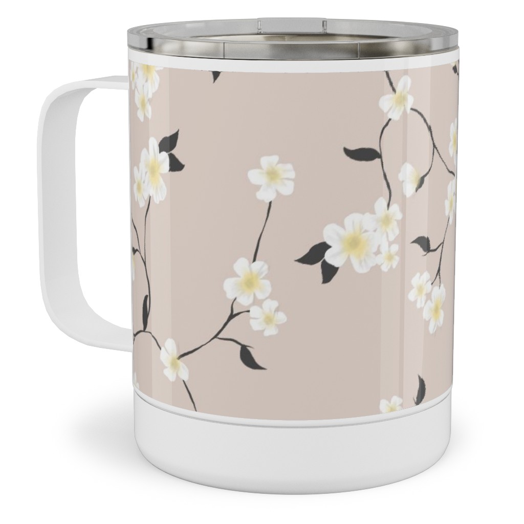 Climbing Flower - Pink Stainless Steel Mug, 10oz, Pink