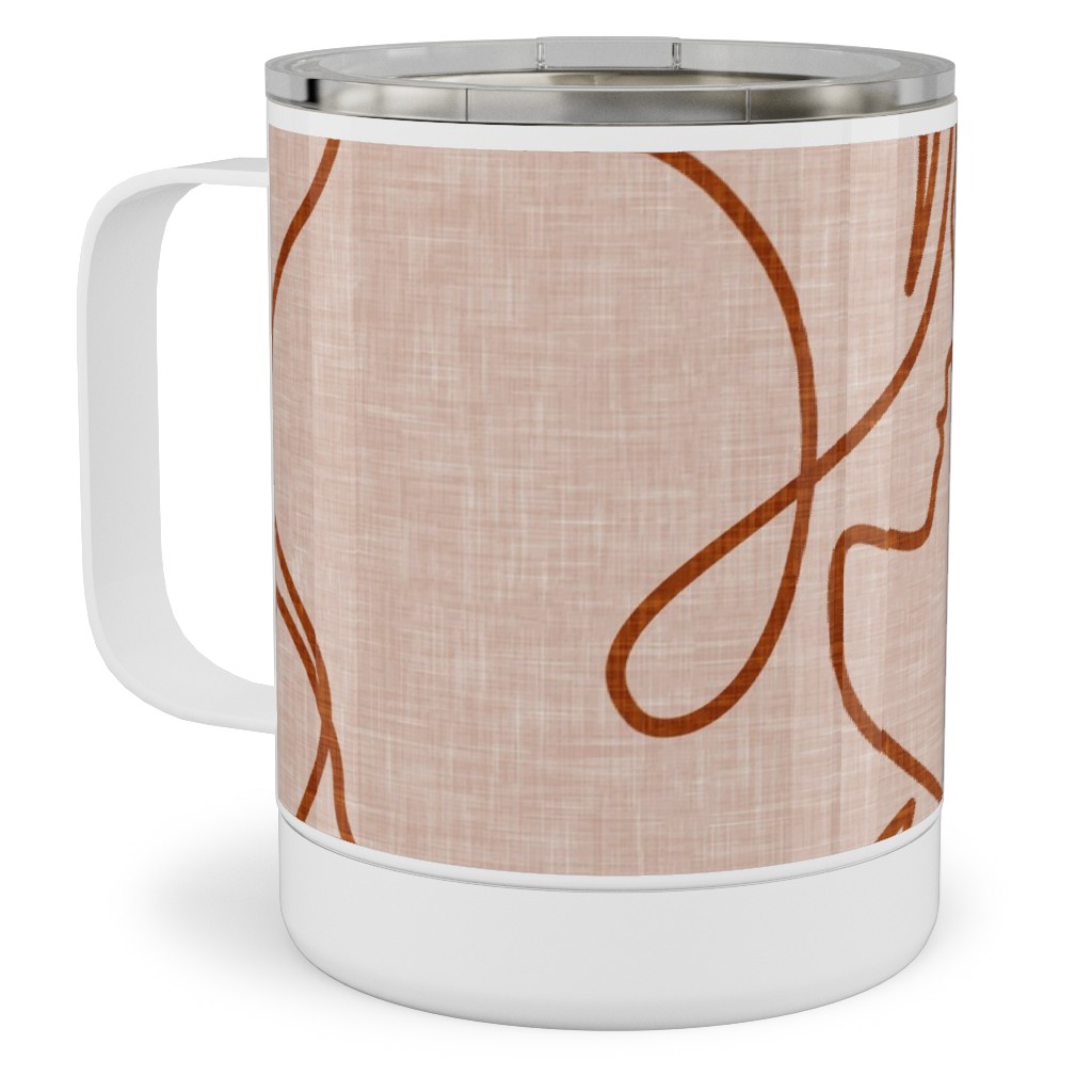 Aria - Flowing Faces - Blush and Brick Stainless Steel Mug, 10oz, Pink, Bright Pink