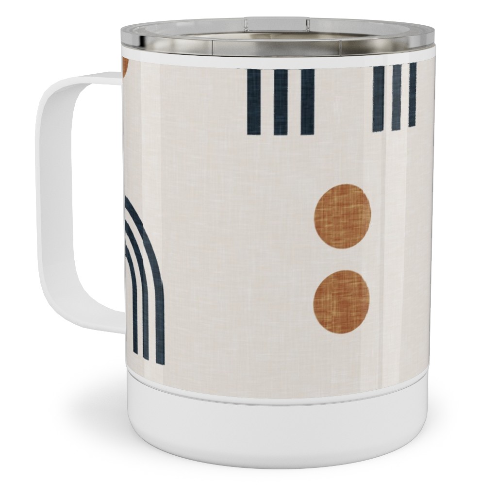 Aria Geometric Rainbow Stainless Steel Mug, 10oz, Beige, Antique White