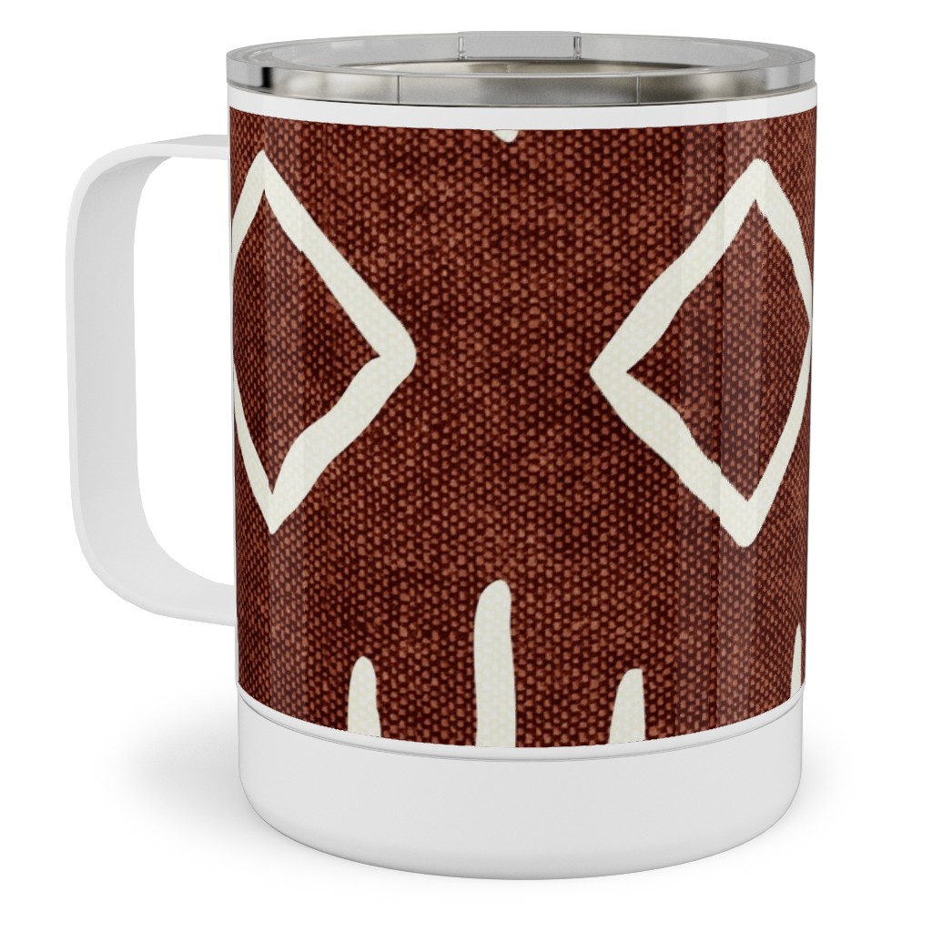 Diamond Mud Cloth Stainless Steel Mug, 10oz, Brown