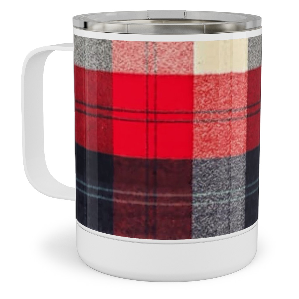 Lumberjack Flannel Buffalo Plaid - Red Stainless Steel Mug, 10oz, Red