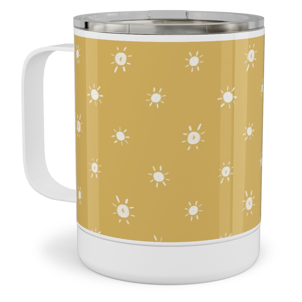 Dotted Suns - Yellow Stainless Steel Mug, 10oz, Yellow