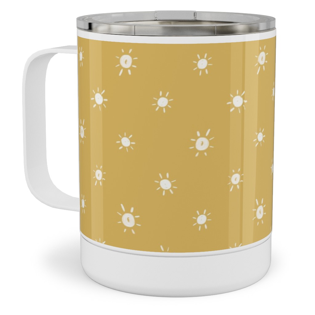 Dotted Suns - Yellow Stainless Steel Mug, 10oz, Yellow, Classic Yellow