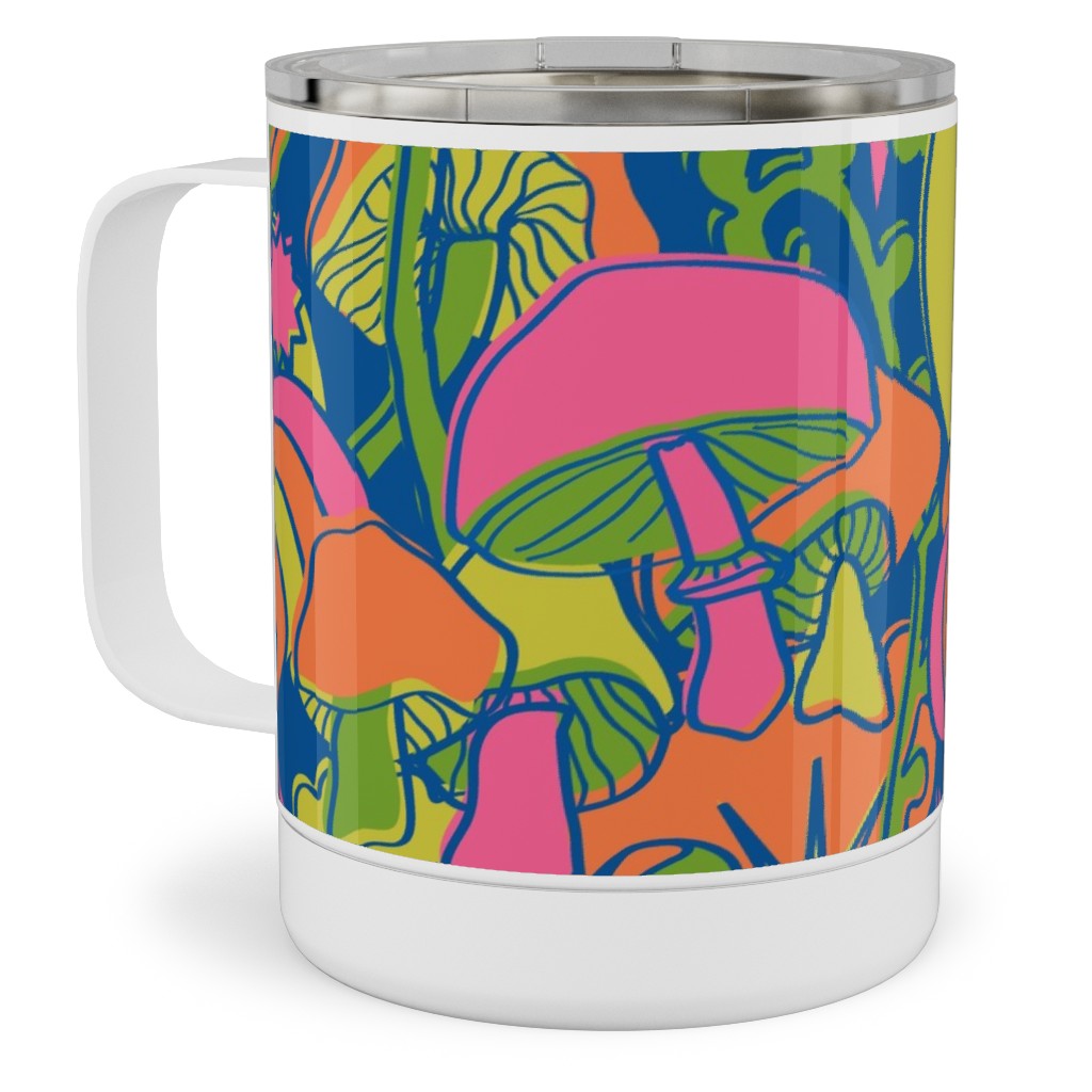 Psychedelic Daydream - Blue and Neon Stainless Steel Mug, 10oz, Multicolor