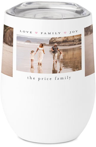 Love Family Joy Hearts Stainless Steel Travel Tumbler, 12oz, Pink