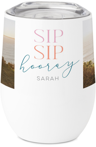 Sip Sip Hooray Stainless Steel Travel Tumbler, 12oz, Pink