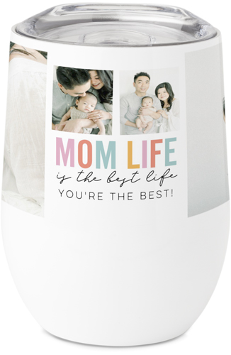 Beautiful Mom Life Stainless Steel Travel Tumbler, 12oz, White