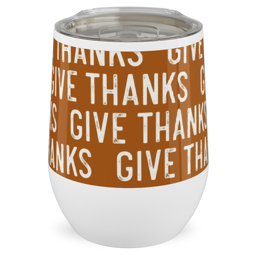 Give Thanks Stainless Steel Travel Tumbler, 12oz, Orange, Earth