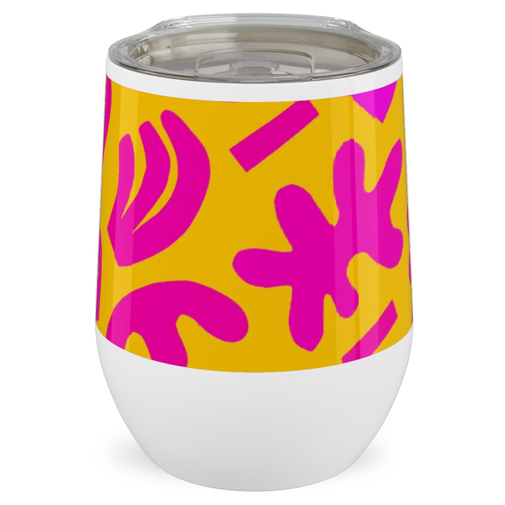 Matisse Paper Cuts - Neon Stainless Steel Travel Tumbler, 12oz, Pink
