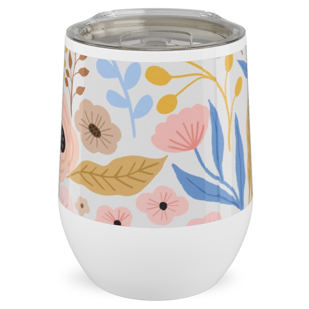 Sephira Meadows - Light Pink Stainless Steel Travel Tumbler, 12oz, Pink, Bright Pink