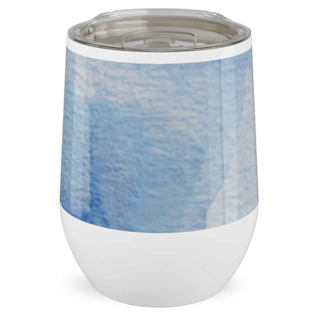 Watercolor Rorscharch - Blue Stainless Steel Travel Tumbler, 12oz, Blue