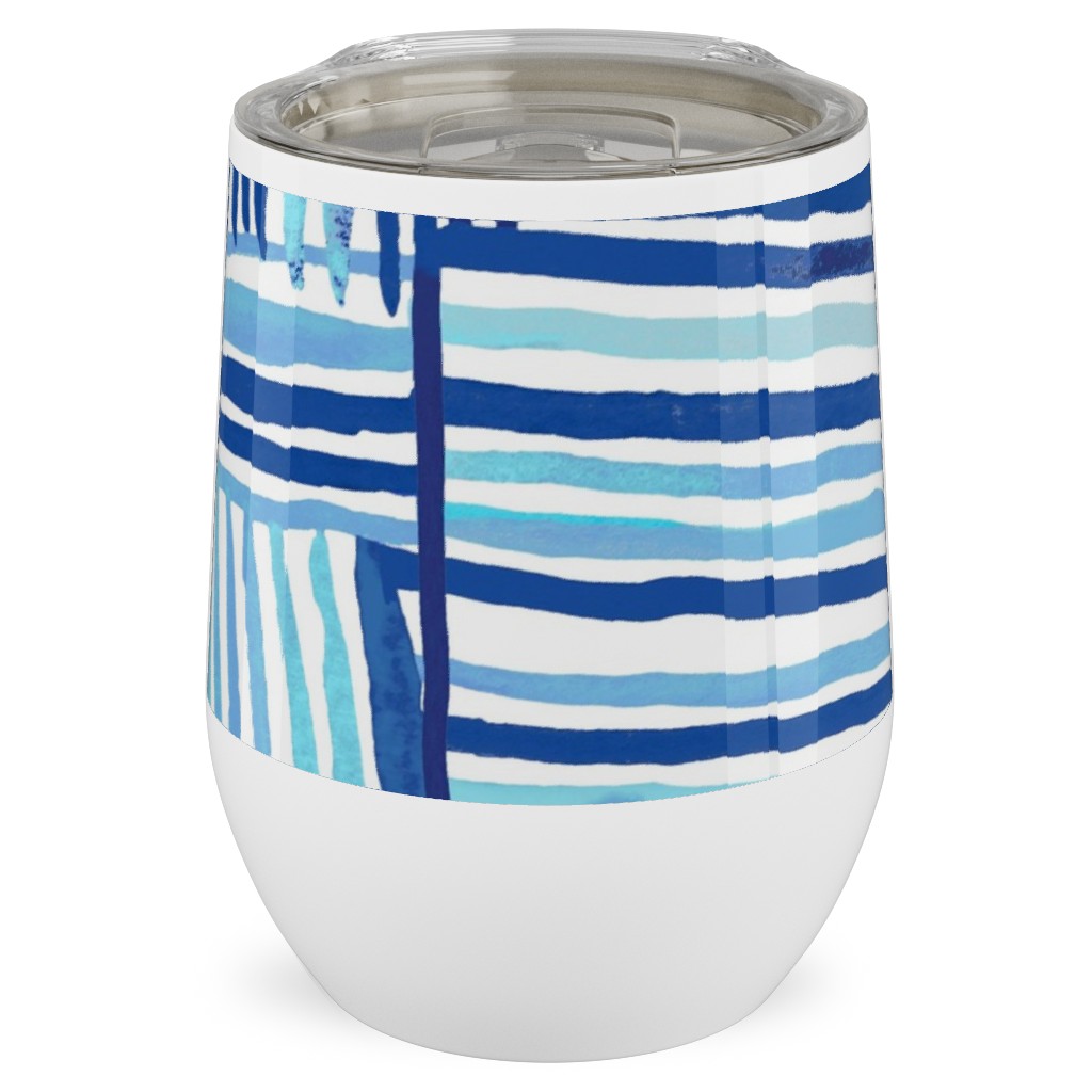 Linear Meditation Stainless Steel Travel Tumbler, 12oz, Blue
