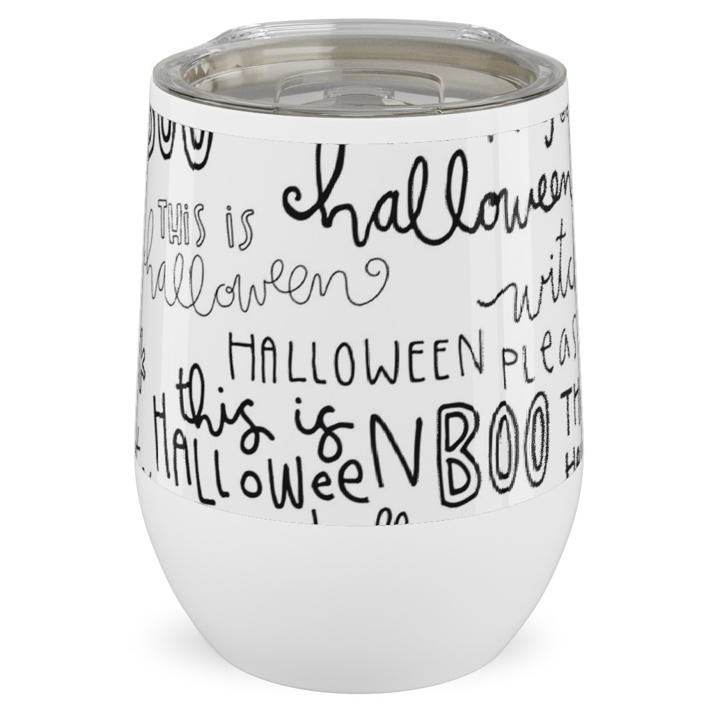 Halloween Words - White Stainless Steel Travel Tumbler, 12oz, White