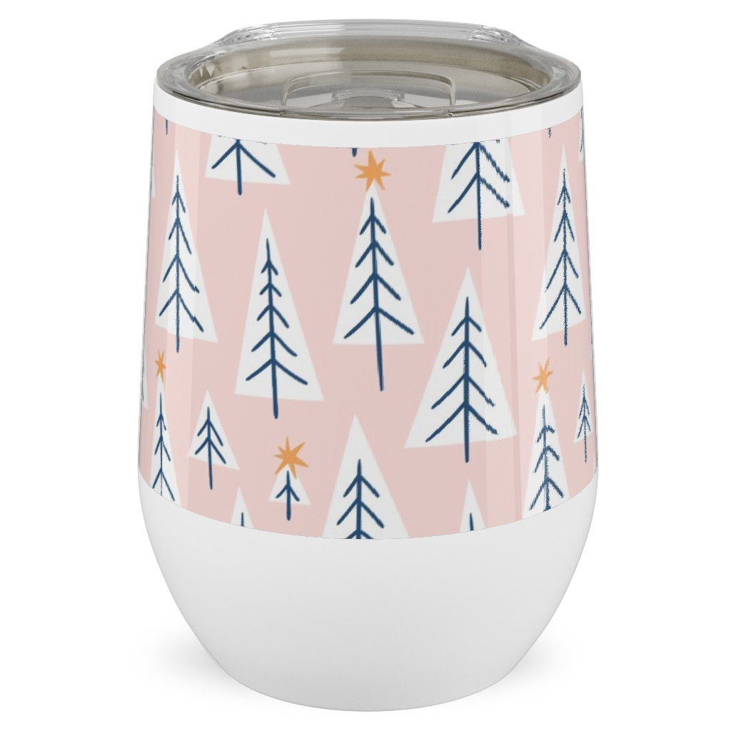 Christmas Forest - Pink Stainless Steel Travel Tumbler, 12oz, Pink