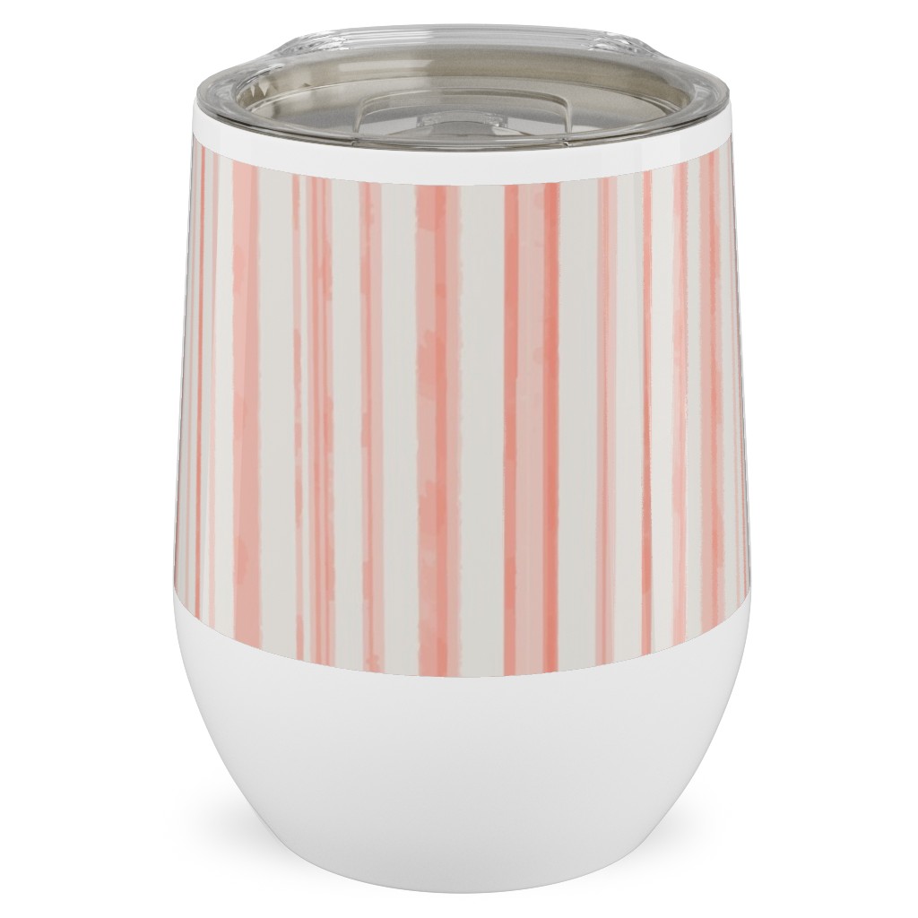 Dreamy Watercolor Stripe Stainless Steel Travel Tumbler, 12oz, Pink