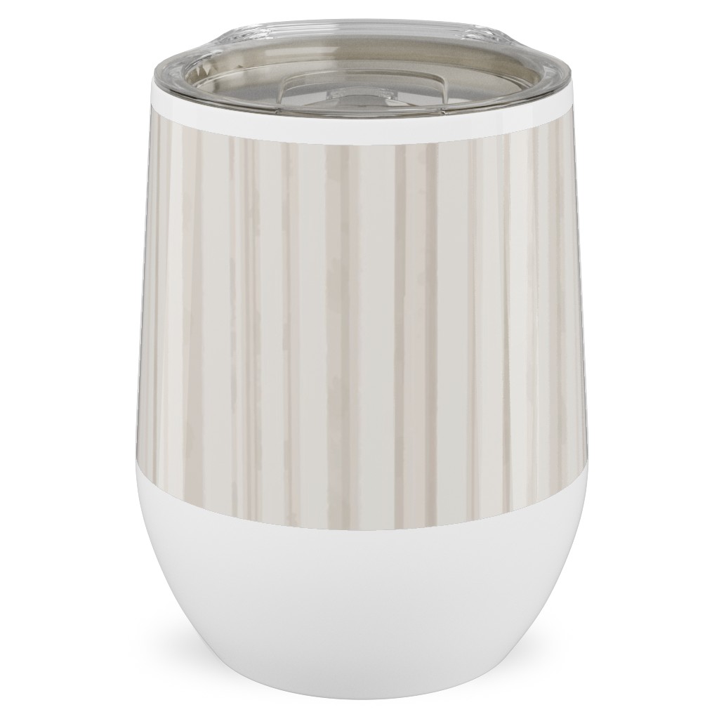 Dreamy Watercolor Stripe Stainless Steel Travel Tumbler, 12oz, Beige