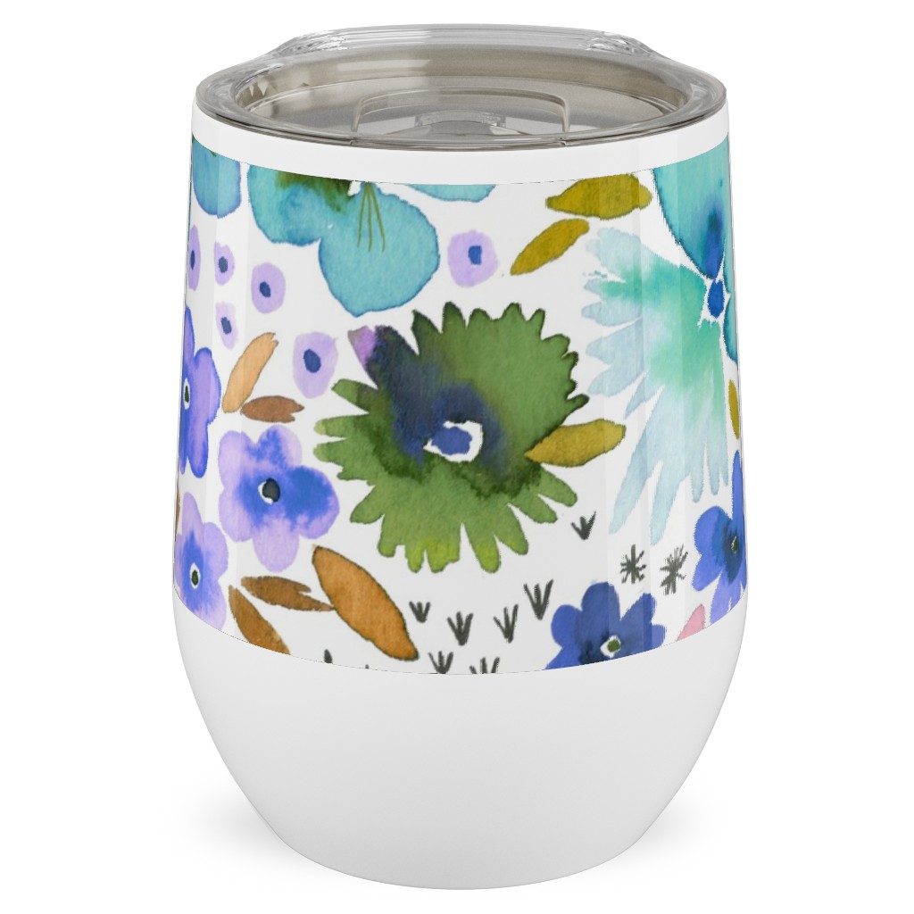 Artful Little Flowers - Multi Stainless Steel Travel Tumbler, 12oz, Multicolor