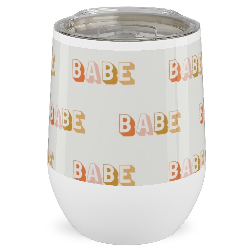 Babe - Typography - Neutral Stainless Steel Travel Tumbler, 12oz, Yellow, Classic Yellow