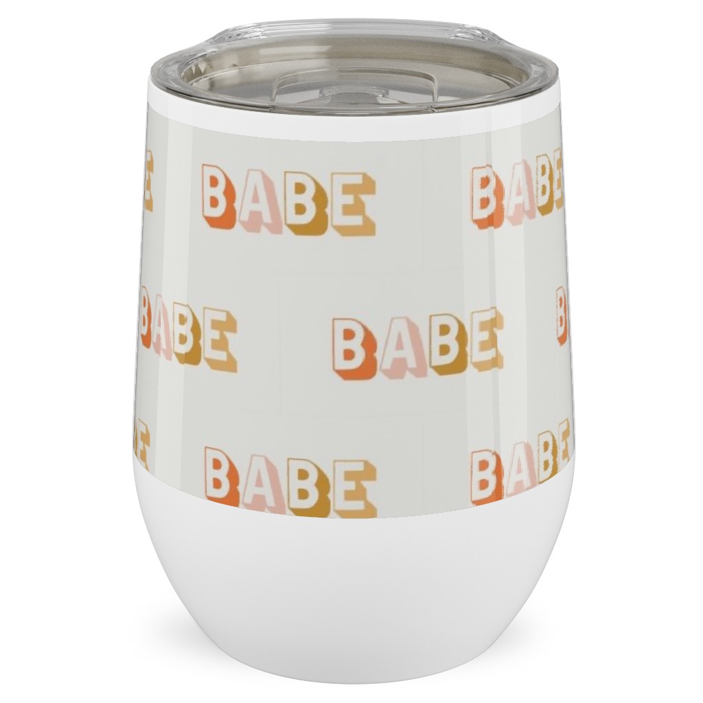 Babe - Typography - Neutral Stainless Steel Travel Tumbler, 12oz, Yellow