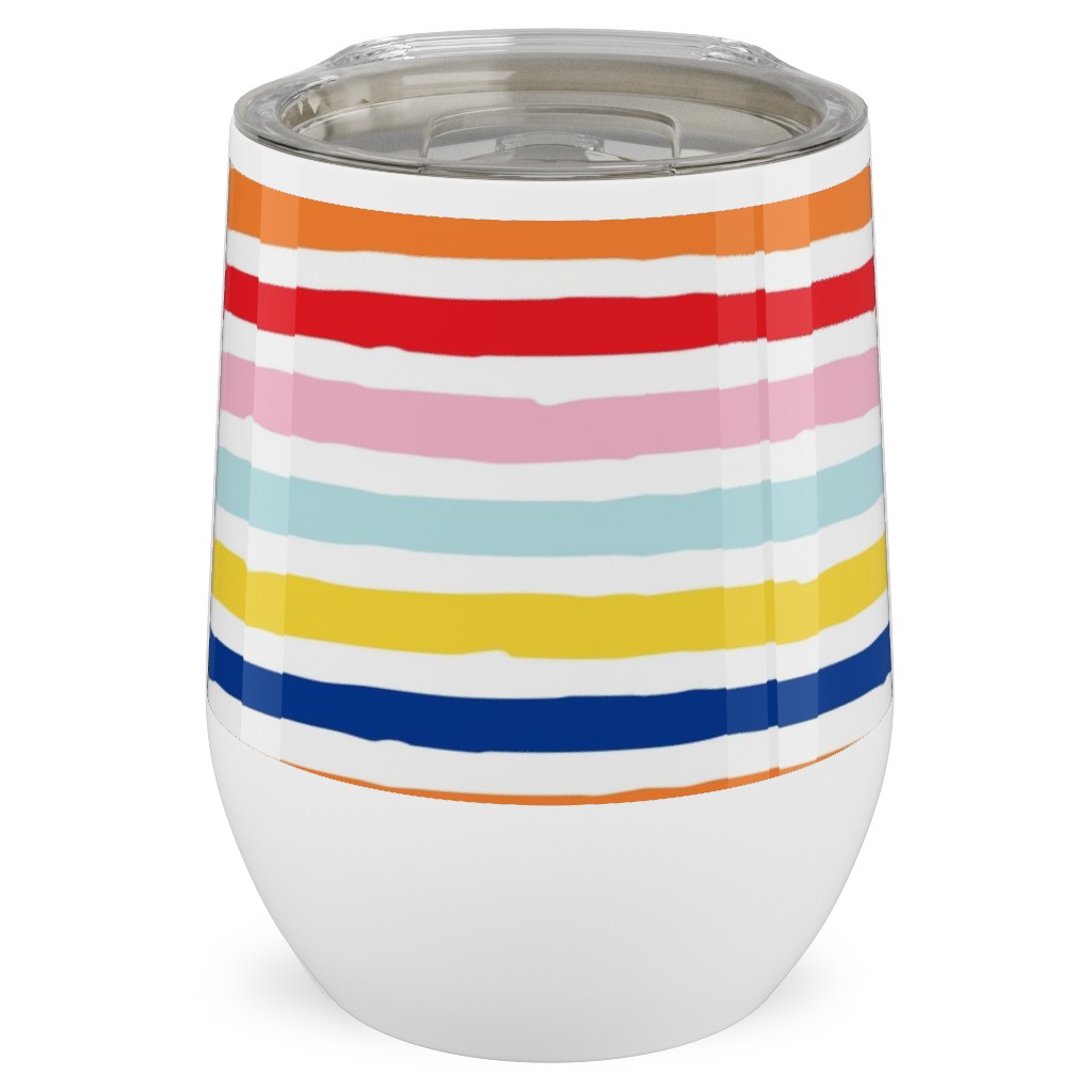 Imperfect Stripes - Multi Stainless Steel Travel Tumbler, 12oz, Multicolor