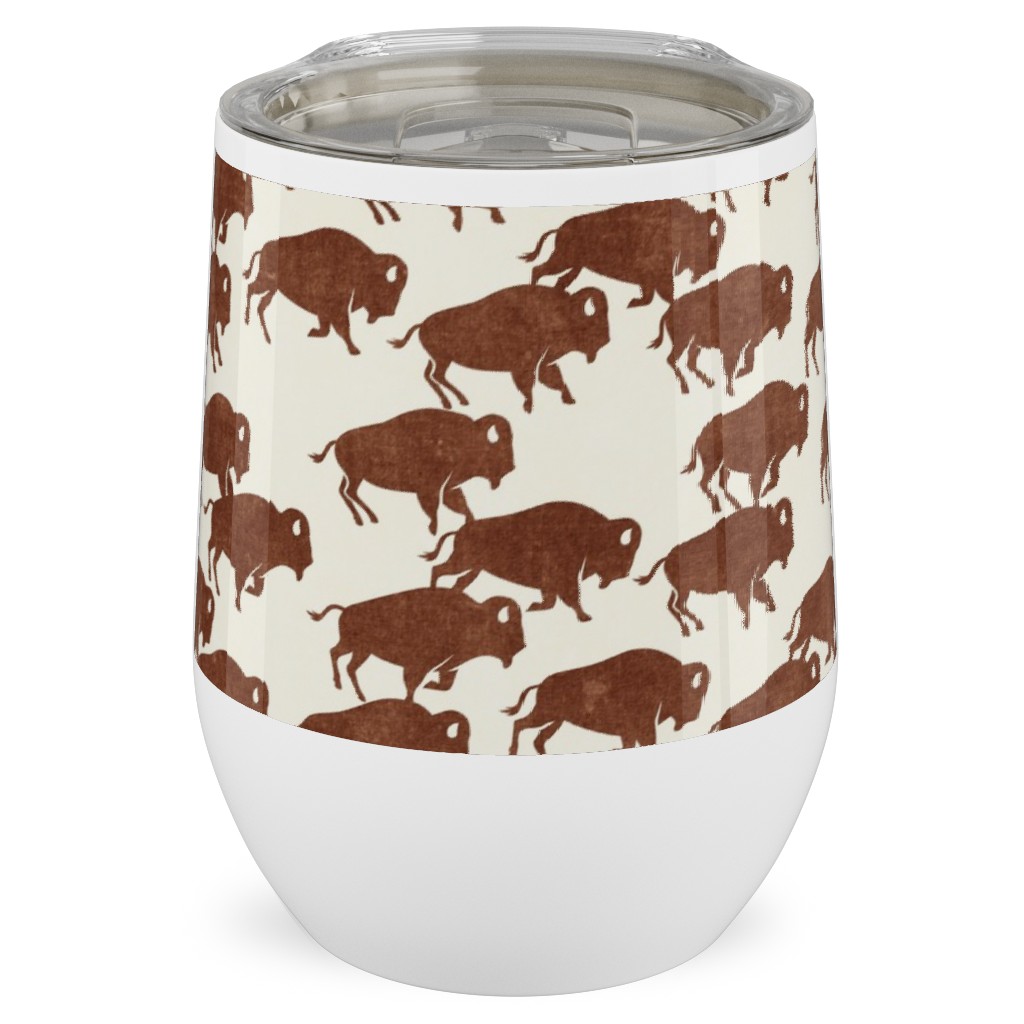 Bison Stampede - Brandywine Stainless Steel Travel Tumbler, 12oz, Brown, Brown
