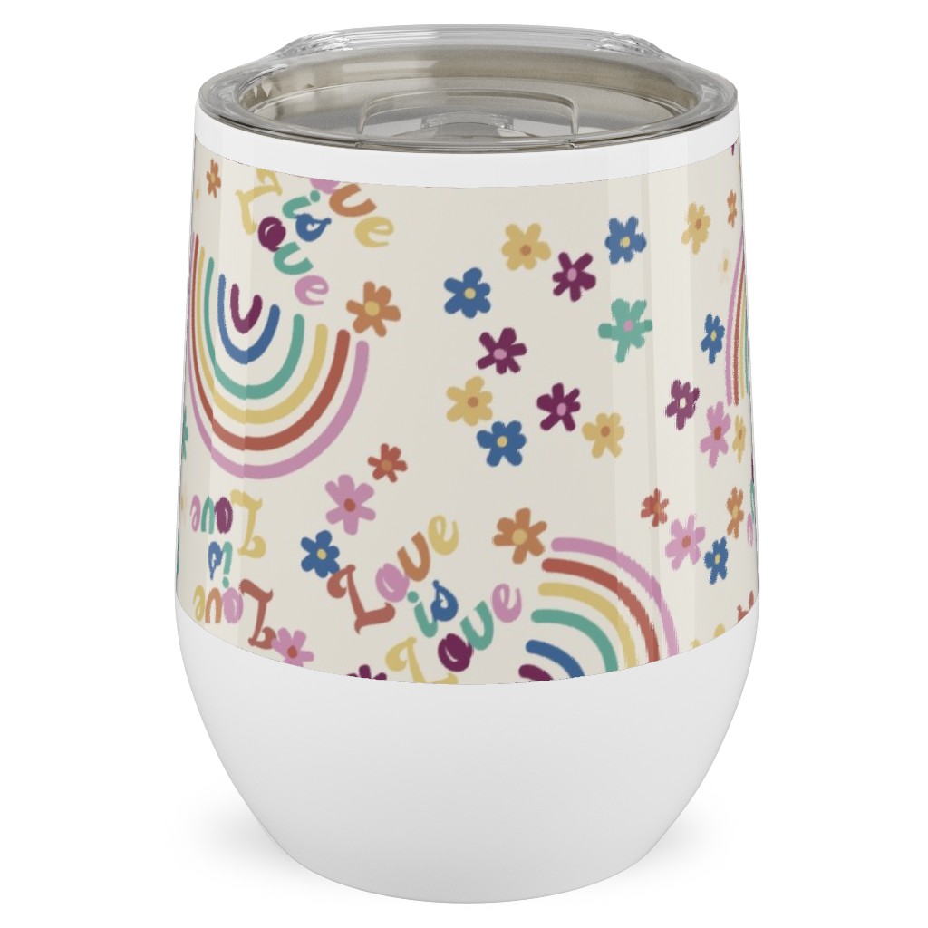 Love Is Love Rainbow - Pride - Muted Stainless Steel Travel Tumbler, 12oz, Multicolor