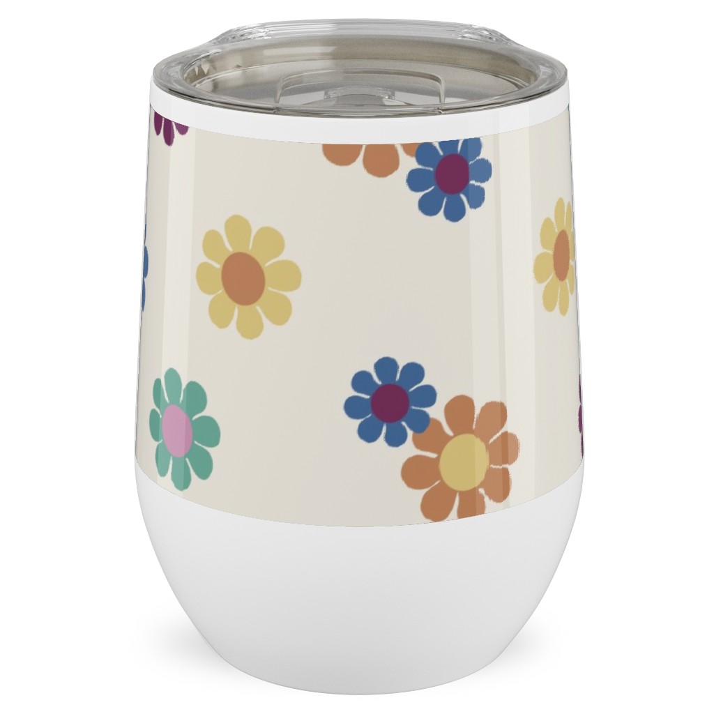 Groovy Flowers Tumbler Cup with Handle