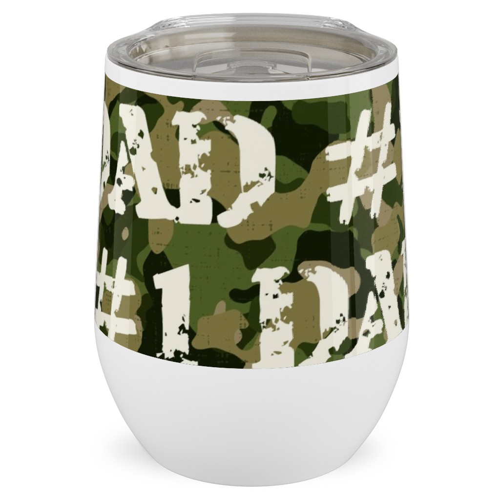 Number One Dad - Green Camo Travel Mug with Handle