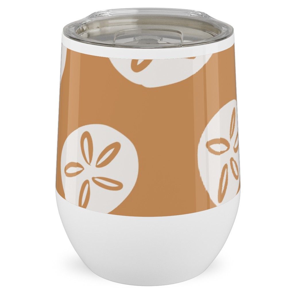 Sand Dollar Sea Shells Stainless Steel Travel Tumbler, 12oz, Orange, Pueblo