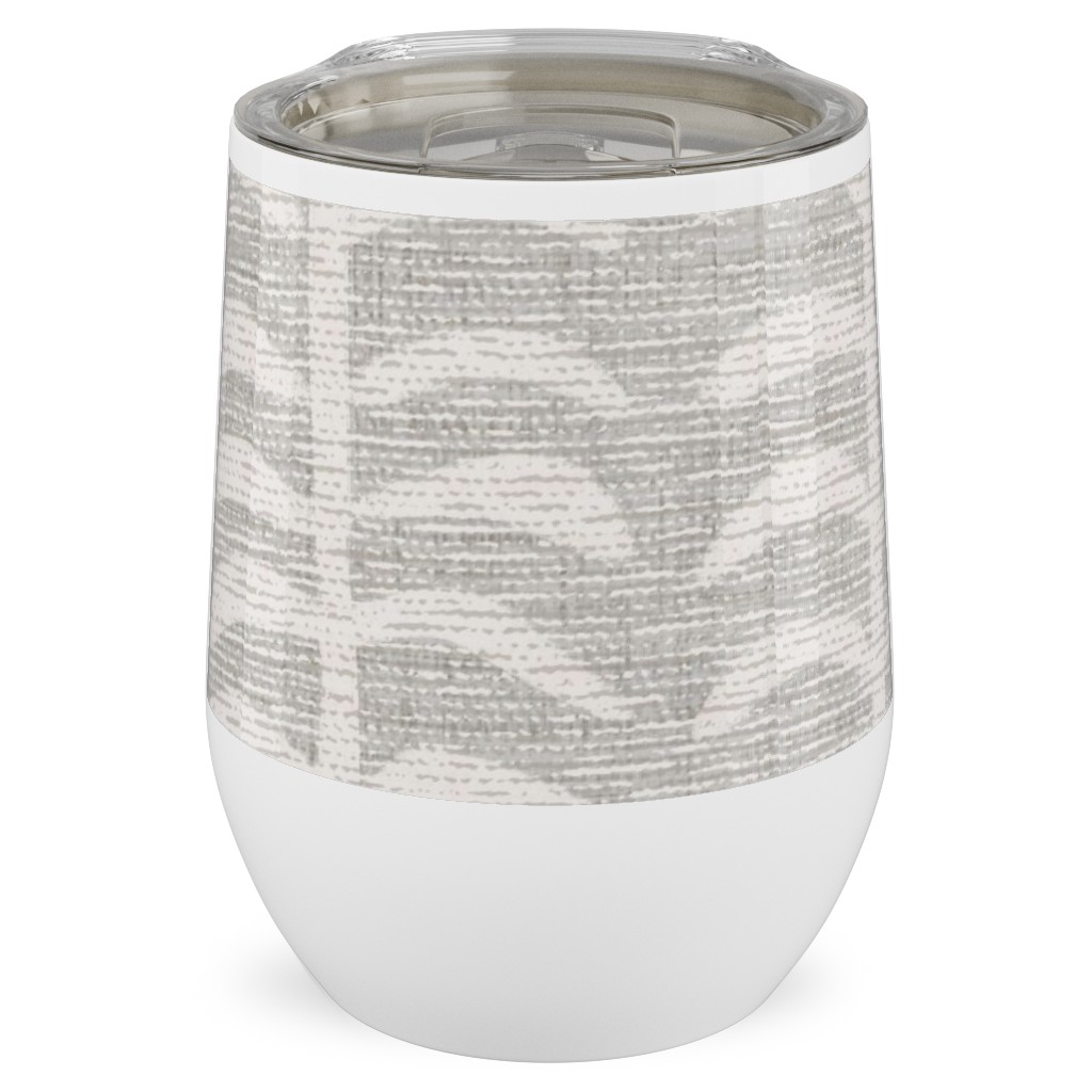 Grasscloth Vine - Neutral Stainless Steel Travel Tumbler, 12oz, Gray