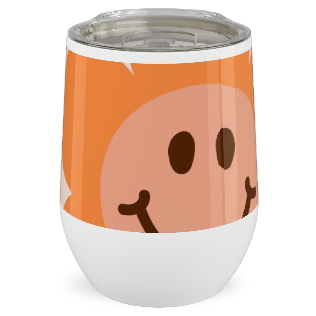 Smiley Floral - Orange Stainless Steel Travel Tumbler, 12oz, Orange