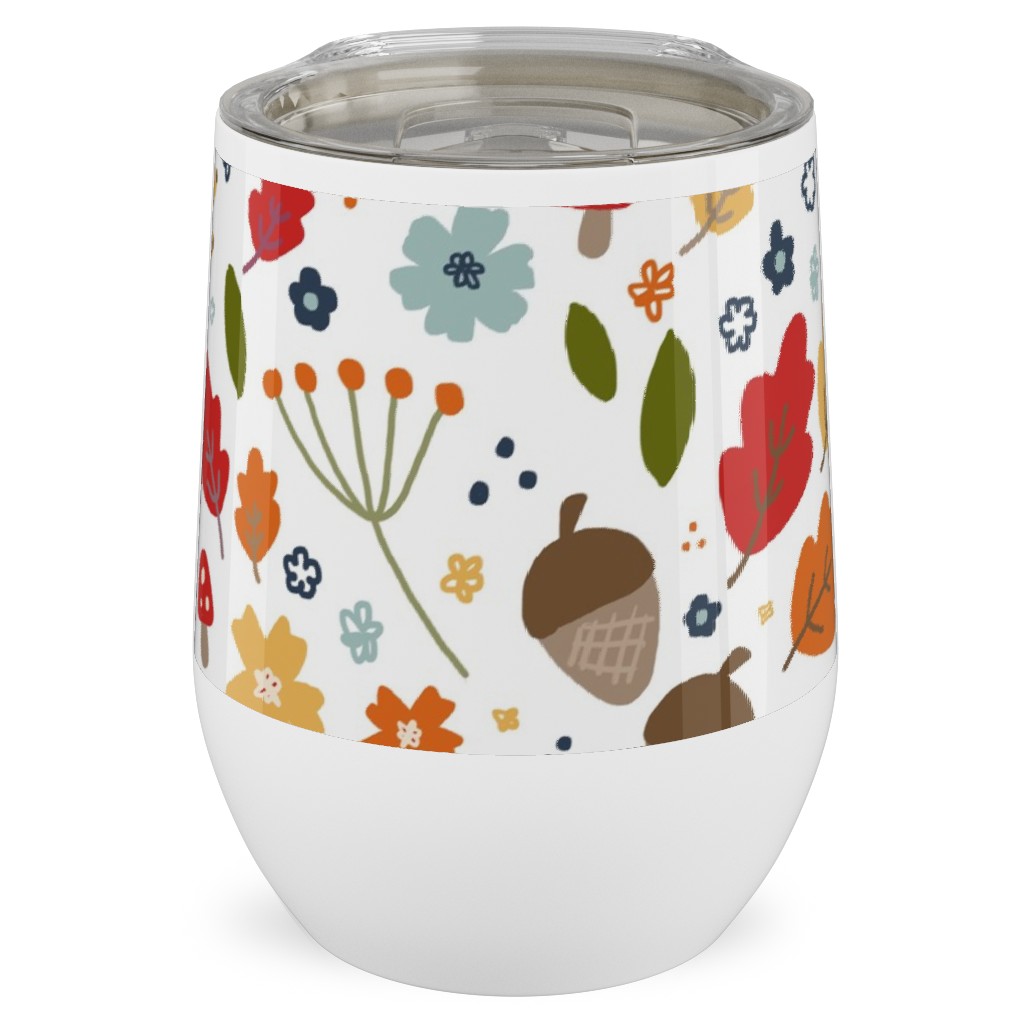 Woodland Floral - Multi Stainless Steel Travel Tumbler, 12oz, Multicolor