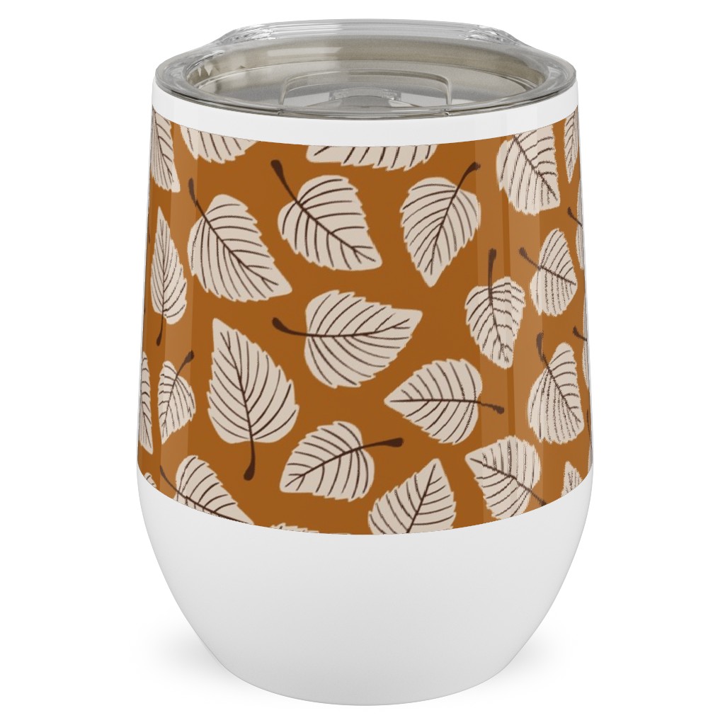 Falling Leaves - Terracotta Stainless Steel Travel Tumbler, 12oz, Orange