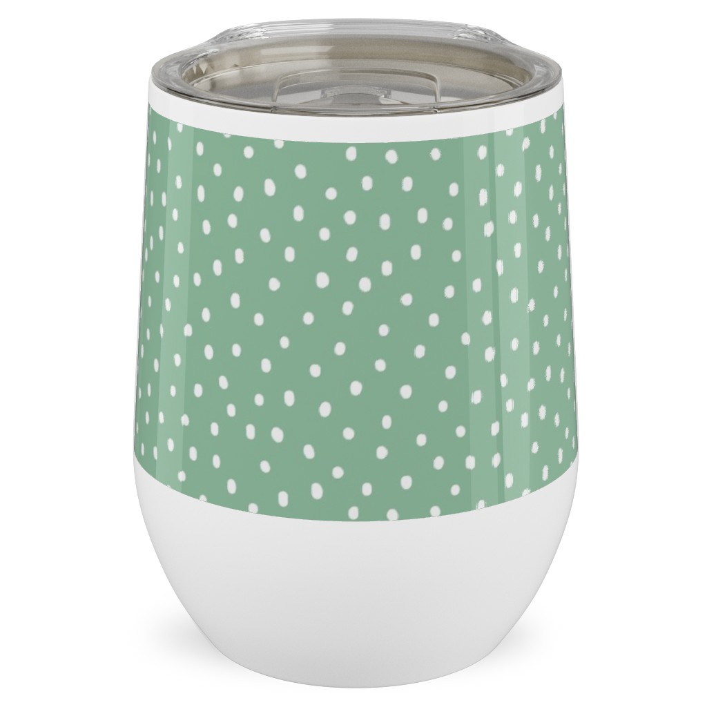Joyful Bright Dots - Green Stainless Steel Travel Tumbler, 12oz, Green
