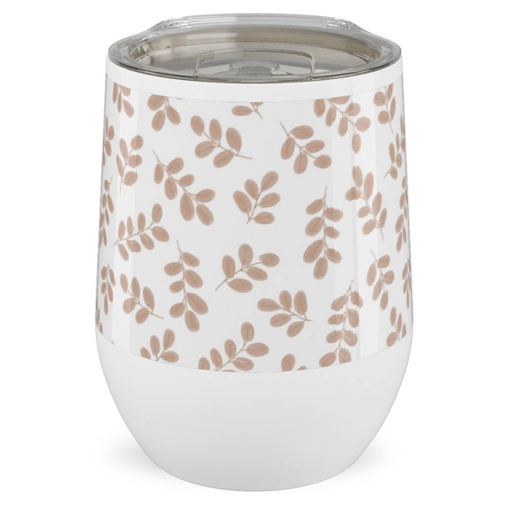 Whimsy Leaves - Dusty Stainless Steel Travel Tumbler, 12oz, Beige