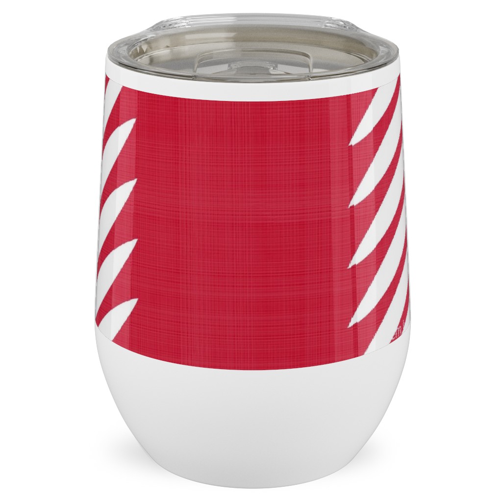Laurel Leaf Stripe Stainless Steel Travel Tumbler, 12oz, Red