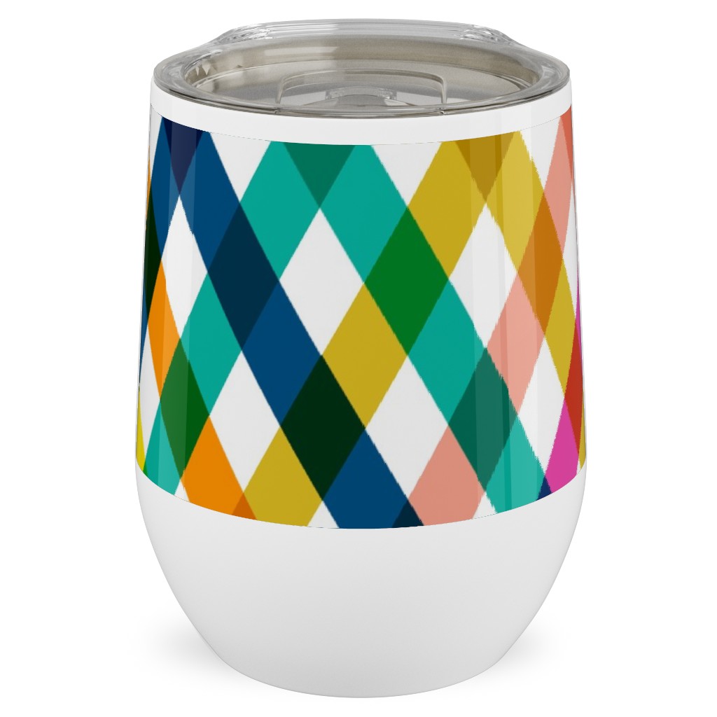 Birchdale Gingham Plaid - Multi Stainless Steel Travel Tumbler, 12oz, Multicolor