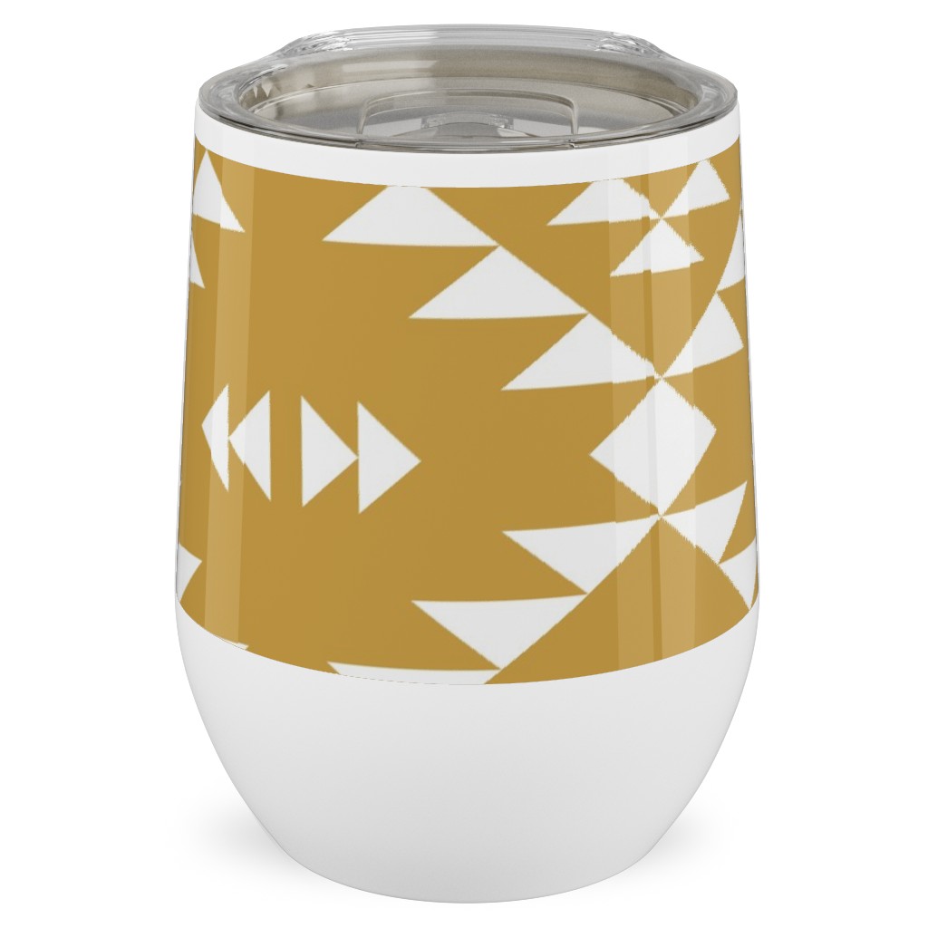 Navajo - Gold White Stainless Steel Travel Tumbler, 12oz, Yellow, Classic Yellow