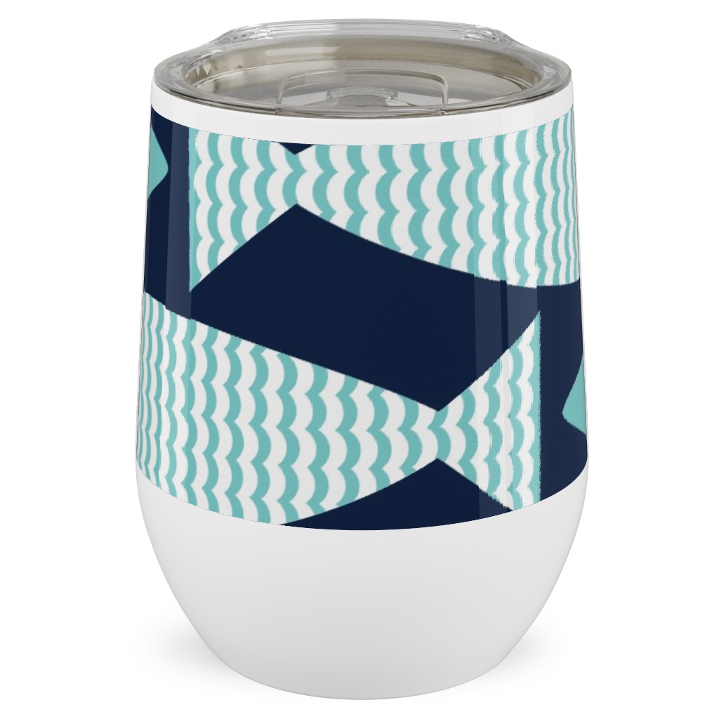 Wavy Bass Stainless Steel Travel Tumbler, 12oz, Blue, Catalina