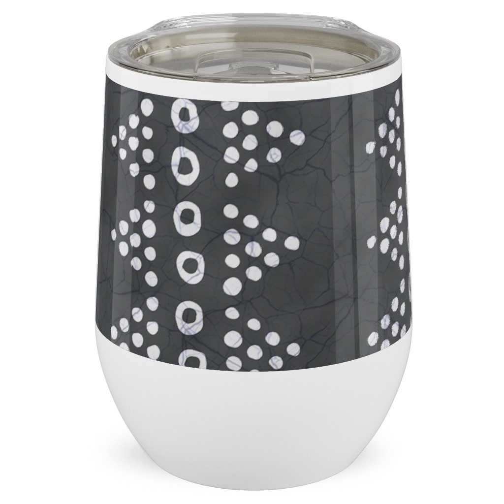 Batik Triangle Stripe - Earth Smoke Stainless Steel Travel Tumbler, 12oz, Gray